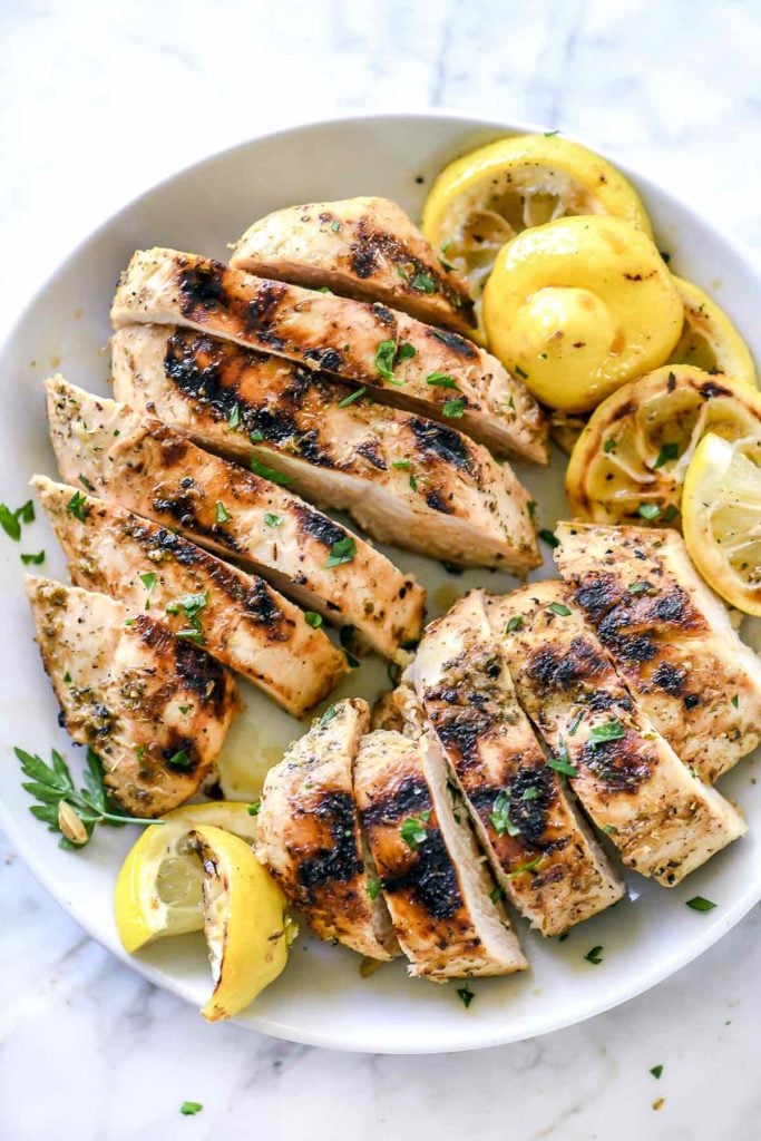 Grilled Greek Chicken Marinade Recipe | foodiecrush.com #chicken #marinade #lemon #greek