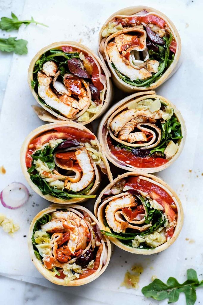 Italian Chicken Wrap Sandwich | foodiecrush.com #italian #chicken #lunch #wrap