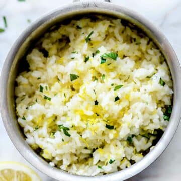 Lemon Rice Recipe | foodiecrush.com #white #rice #lemon #side #recipes