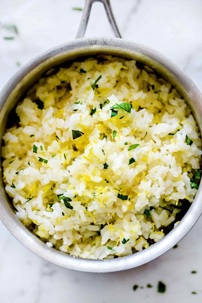 Lemon Rice Recipe | foodiecrush.com #white #rice #lemon #side #recipes