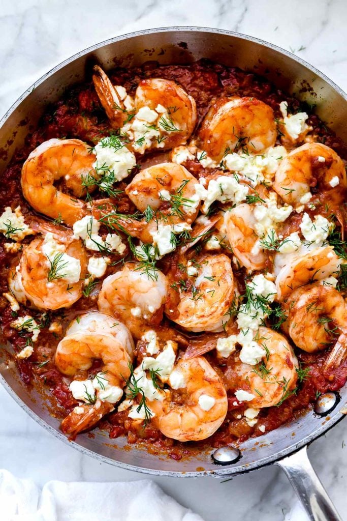 Saucy Baked Greek Shrimp | foodiecrush.com