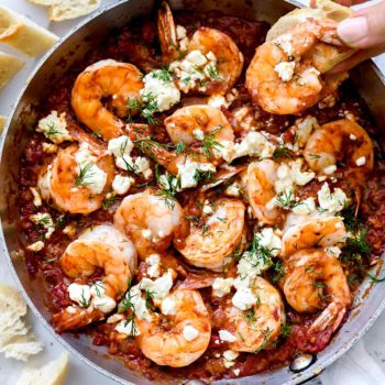 Saucy Baked Greek Shrimp | foodiecrush.com