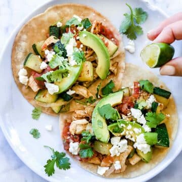 Shredded Chicken and Zucchini Tacos from foodiecrush.com on foodiecrush.com
