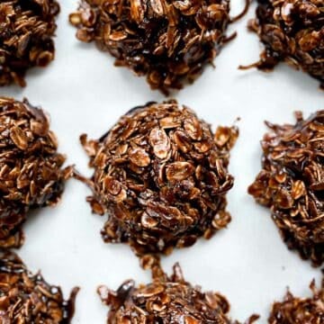 No Bake Cookies with Coconut | foodiecrush.com #oatmeal #nobake #cookies #oatmeal #coconut #healthy #easy