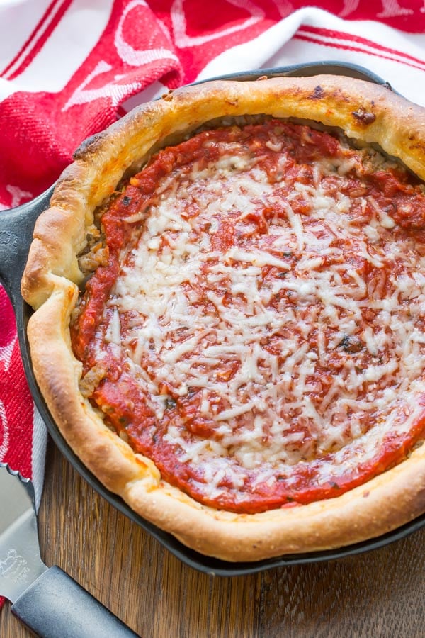 Chicago Style Deep Dish Pizza from Recipe Girl | foodiecrush.com