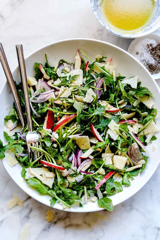 Arugula Salad with Apple and Parmesan | foodiecrush.com #salad #recipes #arugula