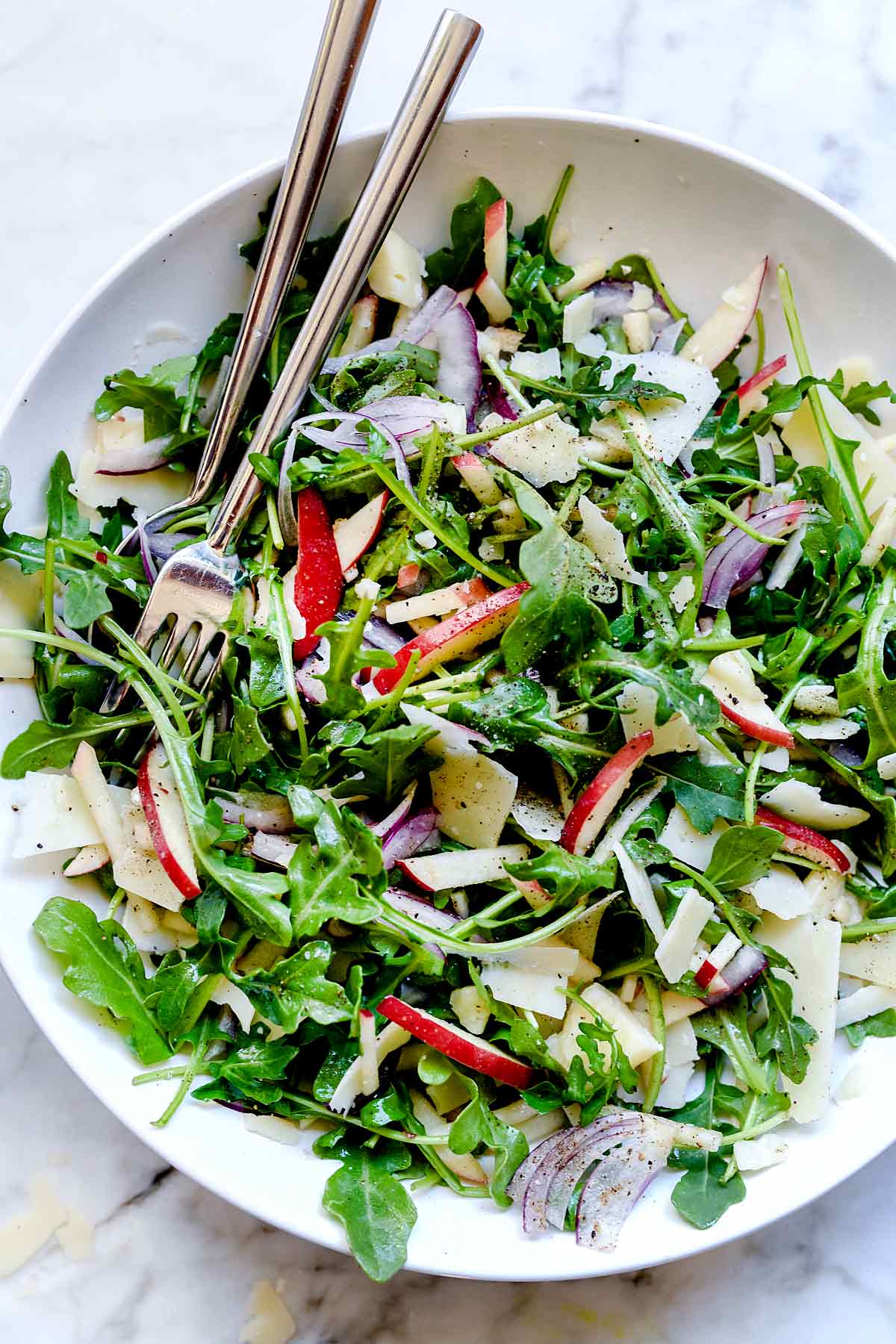 Arugula Salad with Apple and Parmesan | foodiecrush.com #salad #recipes #arugula