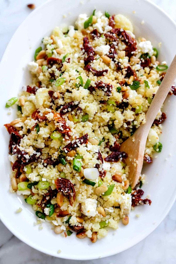 Easy Couscous with Sun-Dried Tomato and Feta | foodiecrush.com #couscous #recipes #easy #healthy #sidedish 