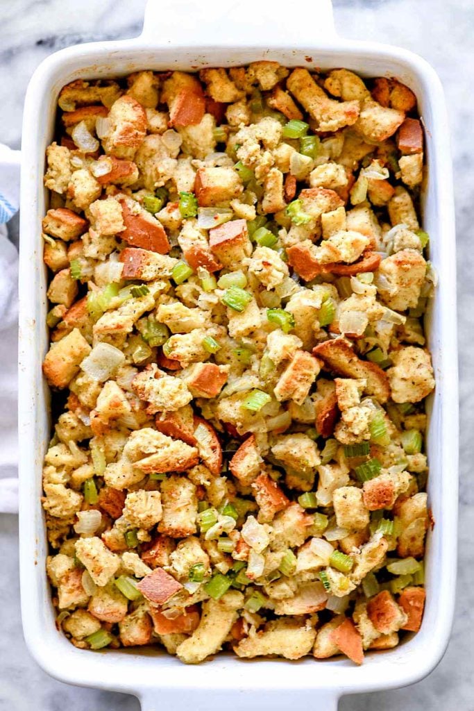 Easy Classic Stuffing Recipe | foodiecrush.com #stuffing #recipe #homemade #thanksgiving #easy