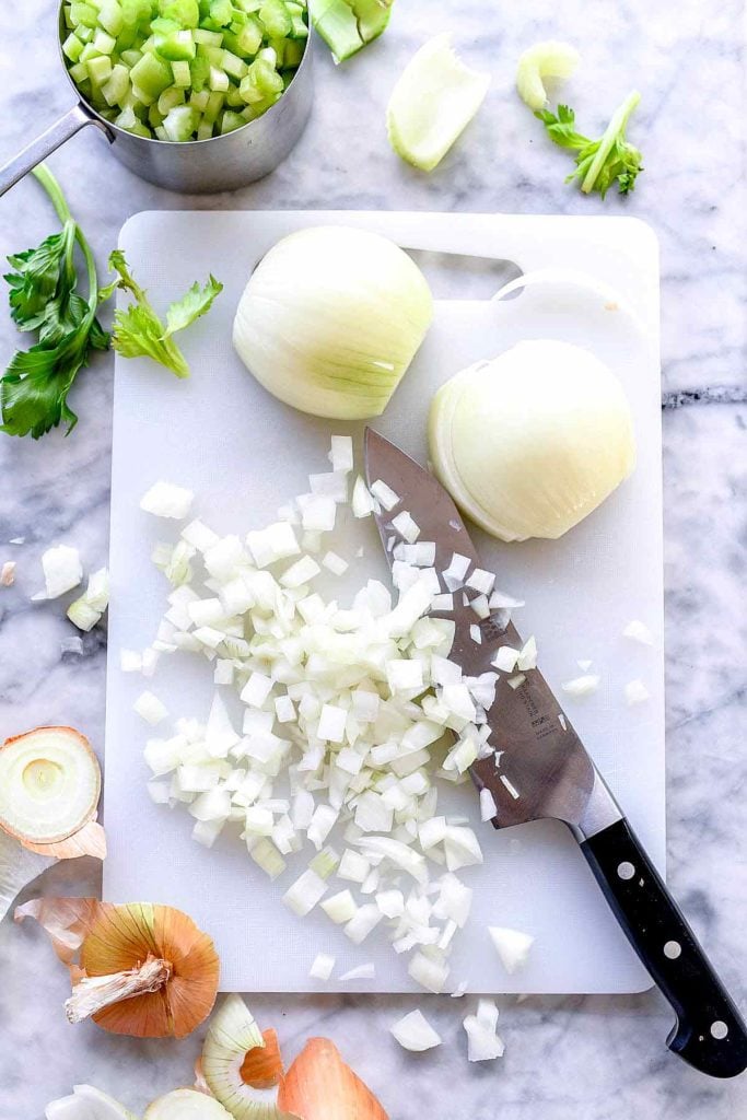 Chopped onion and celery | foodiecrush.com