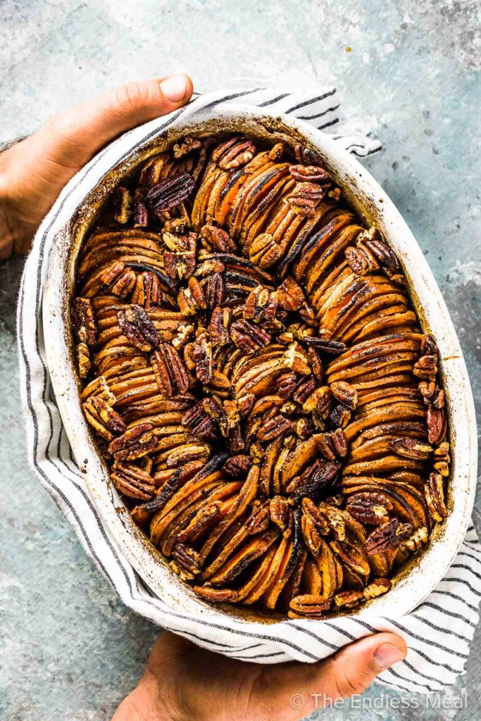 Sweet Potato Casserole with Peppery Pecan Topping van The Endless Meal op foodiecrush.com 