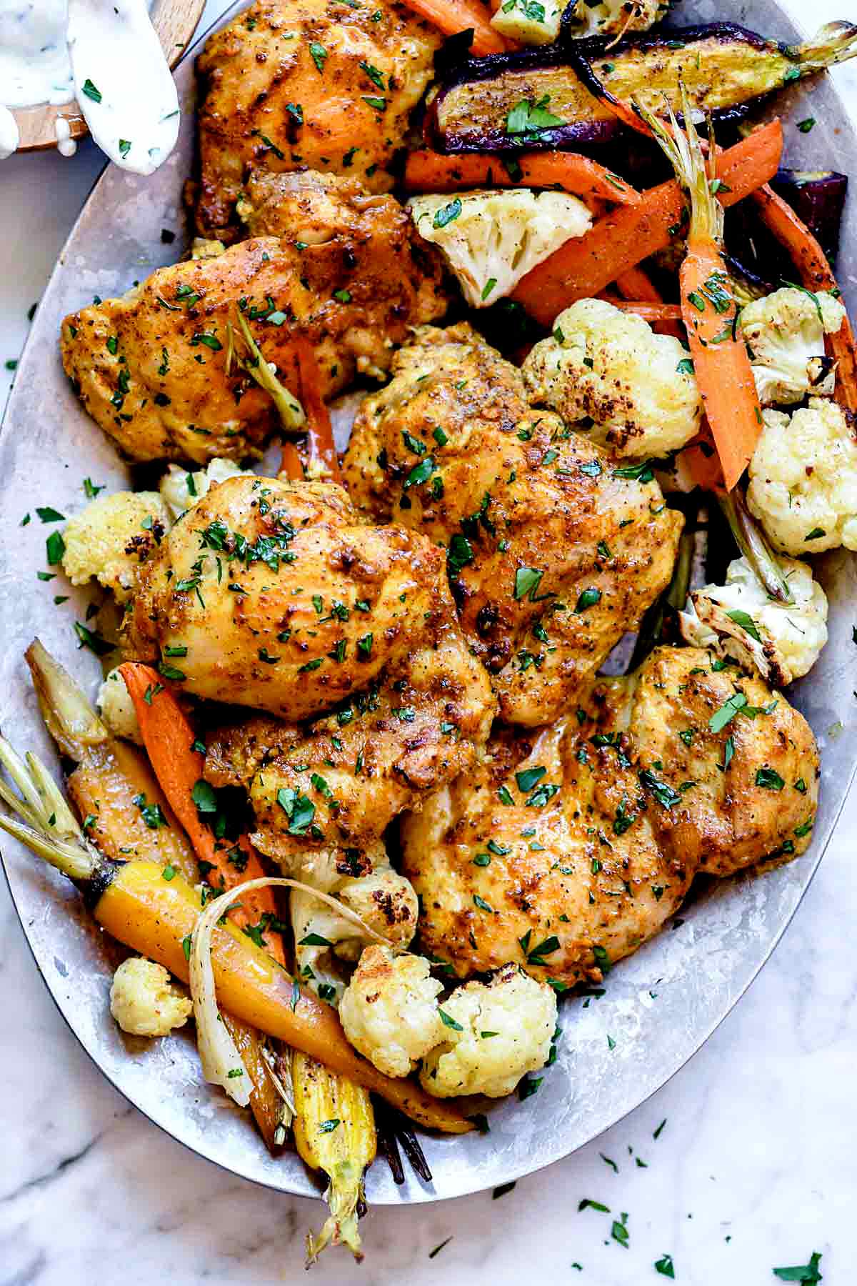 Sheet Pan Tandoori Chicken and Vegetables - foodiecrush .com