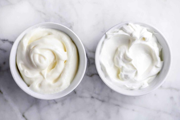 Bowls of sour cream and yogurt | foodiecrush.com