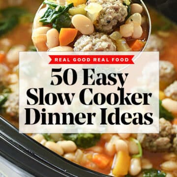 50 Easy Slow Cooker Dinners | foodiecrush.com #crockpot #slowcooker #chicken #healthy #recipes #dinner