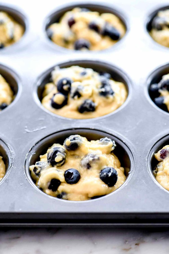 uncooked homemade blueberry muffins