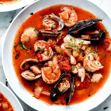 Ina Garten's Cioppino Recipe | foodiecrush.com #easy #authentic #cioppino #Sanfrancisco #tomato #stew #seafood