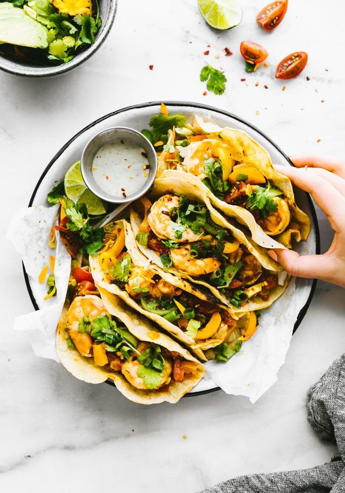 Crock Pot Fire Roasted Shrimp Tacos from Cotter Crunch on foodiecrush.com