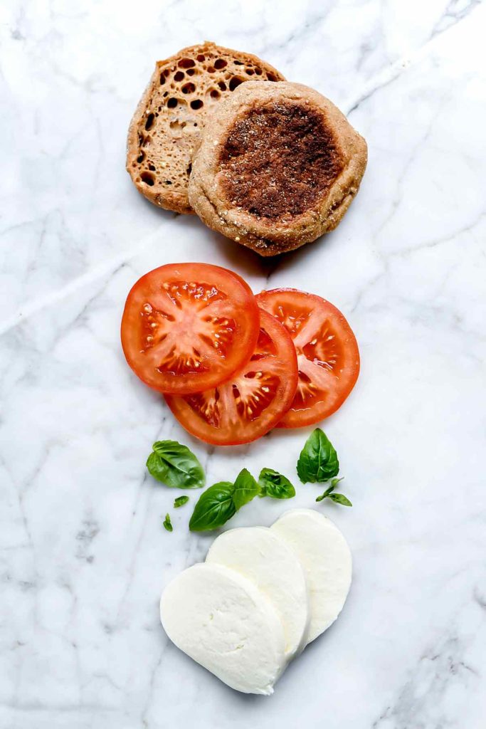 Ingredients Healthy Caprese Breakfast Sandwiches | foodiecrush.com #healthy #breakfast #sandwich #caprese #englishmuffin