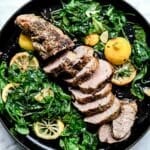 Garlic and Herb Rub Pork Tenderloin Dinner | foodiecrush.com #pork #tenderloin #herb #rub #oven #recipes #baked