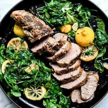 Garlic and Herb Rub Pork Tenderloin Dinner | foodiecrush.com #pork #tenderloin #herb #rub #oven #recipes #baked