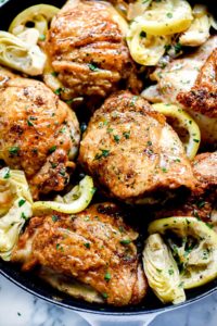 Lemon Chicken Thighs with Artichokes - foodiecrush .com