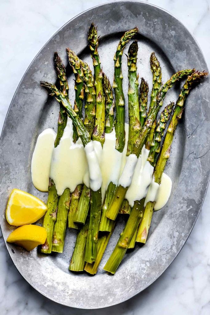 Roasted Asparagus with Blender Hollandaise from foodiecrush.com on foodiecrush.com