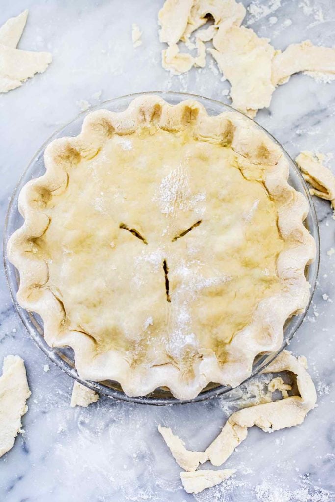 double crust pie ready to be baked