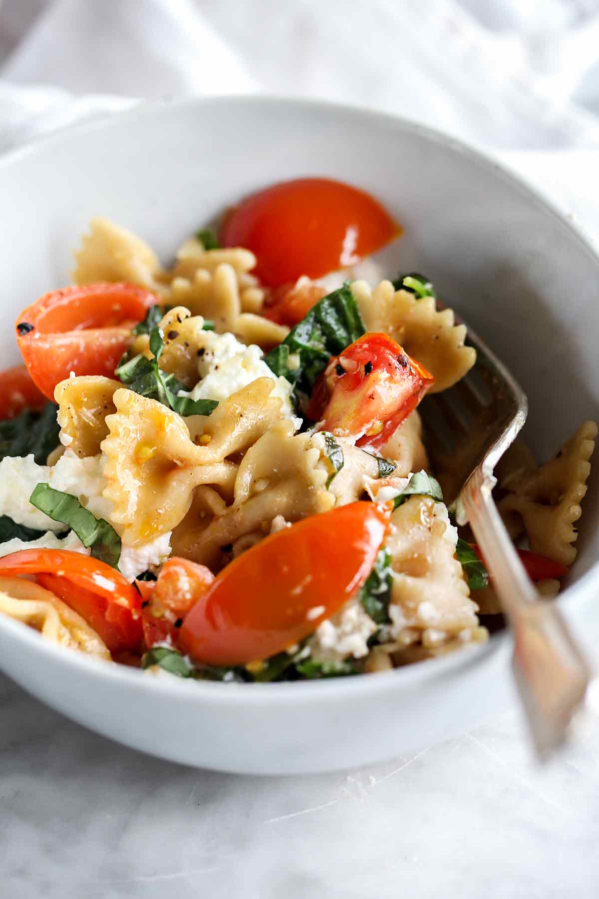 Pasta with Fresh Tomato Sauce and Ricotta Cheese | foodiecrush .com