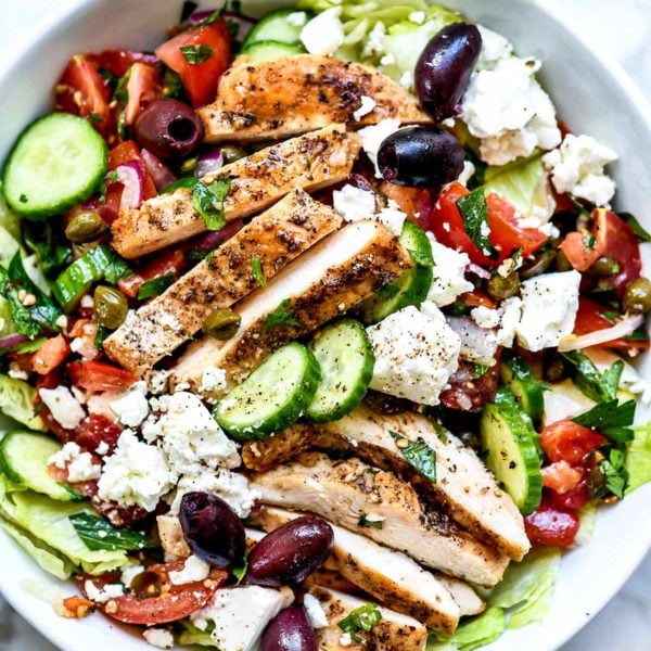 Greek Salad with Chicken - foodiecrush .com