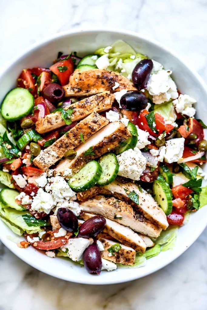 Greek Salad with Chicken | foodiecrush.com 