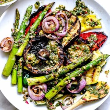 Grilled Vegetables with Chimichurri Sauce | foodiecrush.com #vegetables #grilled #chimichurri #herbs