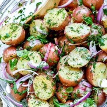 No-Mayo Potato Salad | foodiecrush.com #potatosalad #salads #easy #recipes #healthy