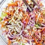 Tangy Vinegar Coleslaw (No Mayo) foodiecrush.com #coleslaw #vinegar #recipes #easy #healthy