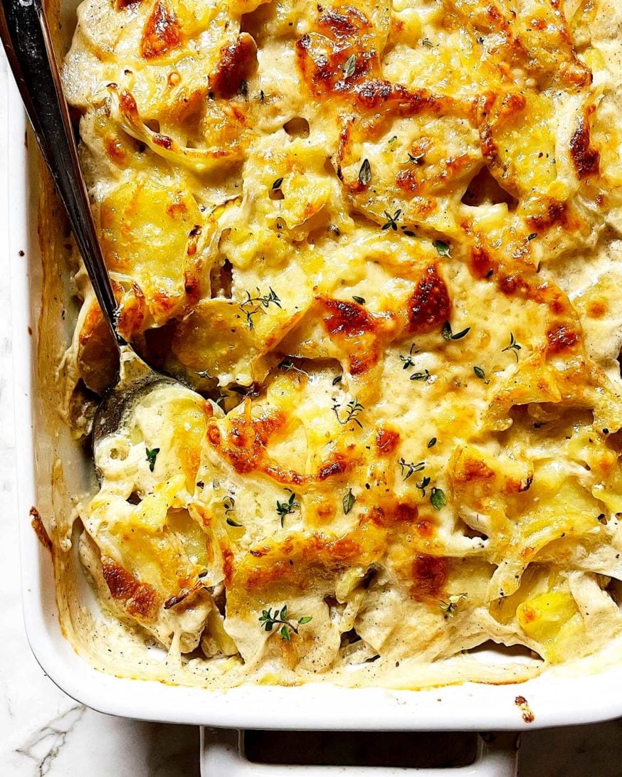 Au Gratin Potatoes Baked foodiecrush.com