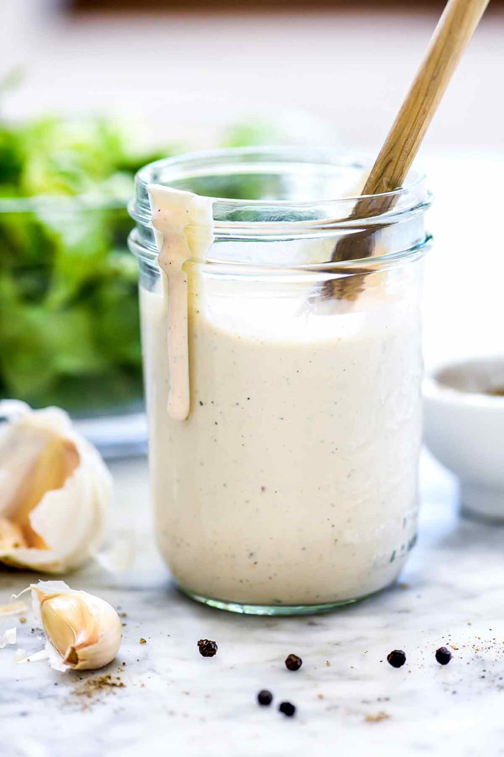 Creamy Caesar Salad Dressing Recipe (Egg-Free!) | foodiecrush.com