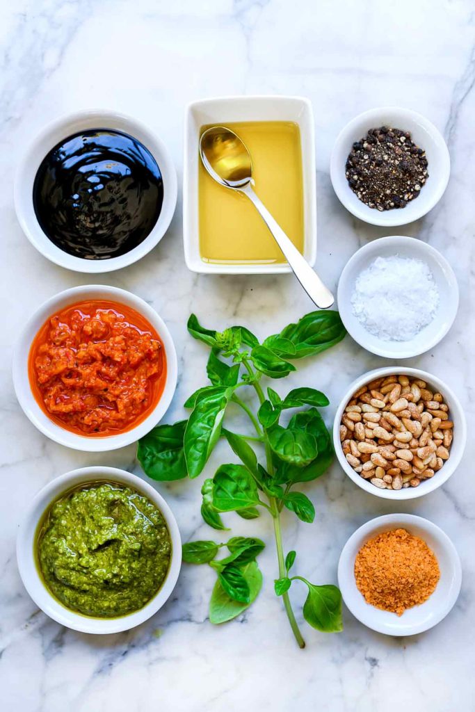 Ingredients Caprese Salad with Heirloom Tomatoes | foodiecrush.com #caprese #salad #tomatoes #heirloom #basil #recipes