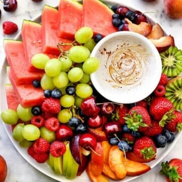 Yogurt Fruit Dip and Fruit Platter | foodiecrush.com #yogurt #fruitdip #snack