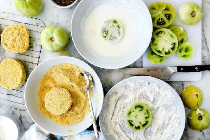 Fried Green Tomatoes | foodiecrush.com #fried #green #tomatoes #recipe