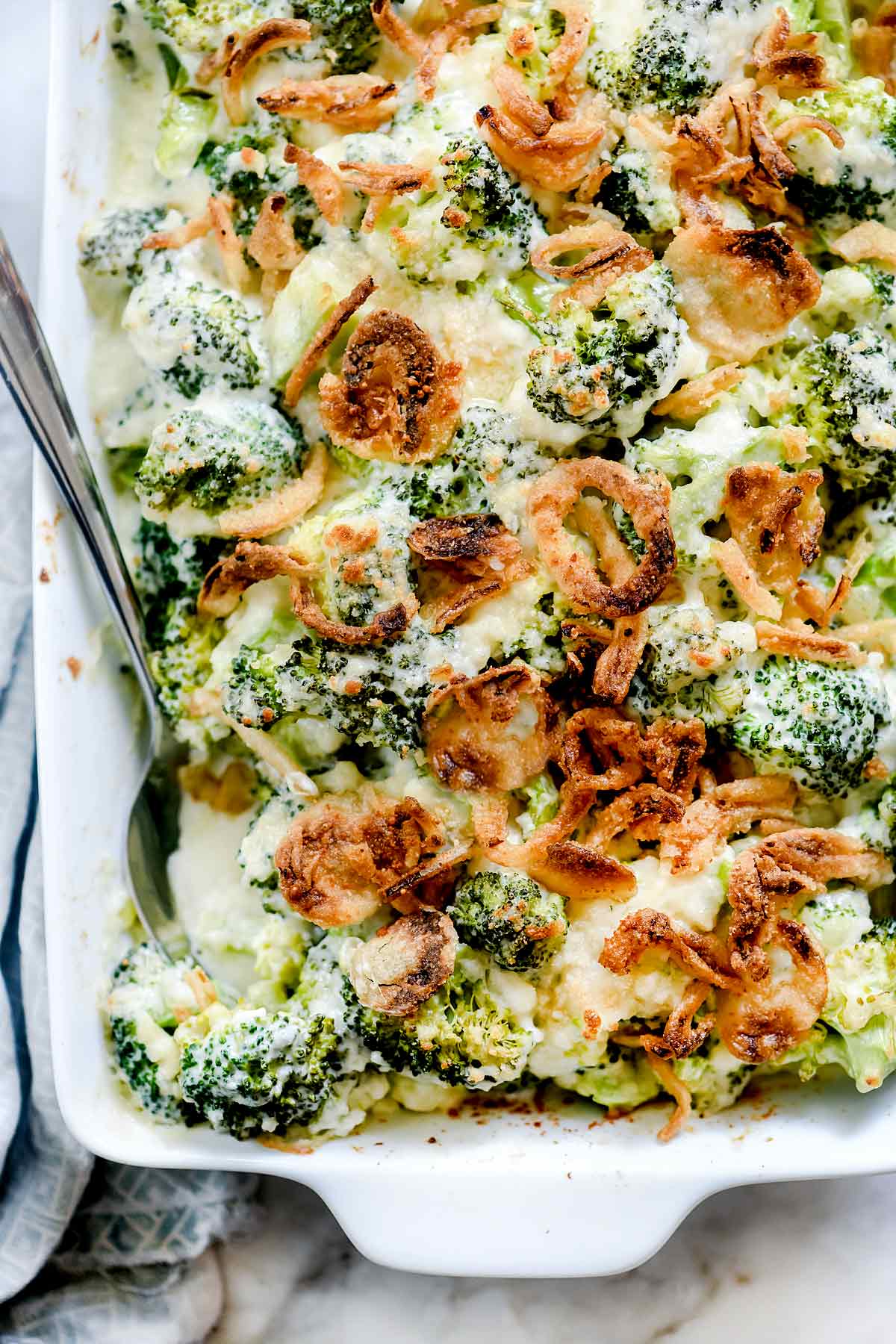 Broccoli Casserole with Crispy Onions - foodiecrush .com