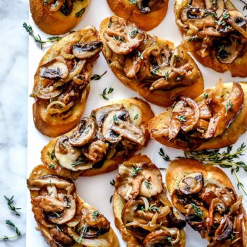 Caramelized Onion and Mushroom Crostini | foodiecrush.com