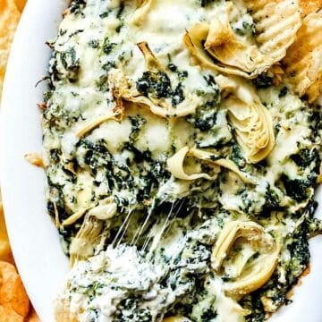 Easy Baked Spinach Artichoke Dip | foodiecrush.com