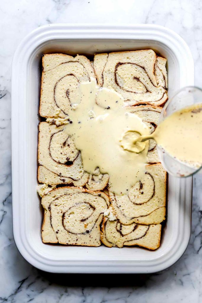 Overnight French Toast Casserole Bake | foodiecrush. #frenchtoast #breakfast #overnight #easy #cinnamonroll #casserole