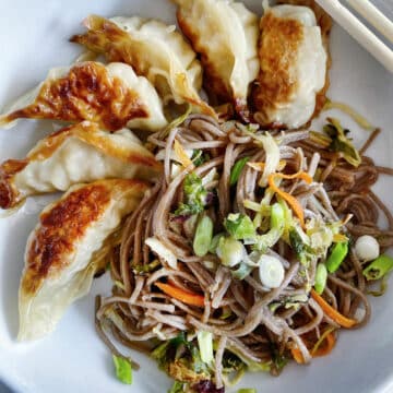 Soba Noodles with Potstickers foodiecrush.com