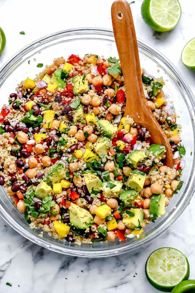 HEALTHY QUINOA SALAD with BLACK BEANS | foodiecrush.com #quinoa #salad #healthy #recipes #mango #blackbeans