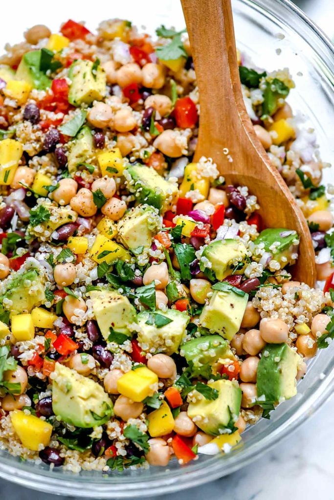 HEALTHY QUINOA SALAD with BLACK BEANS | foodiecrush.com #quinoa #salad #healthy #recipes #mango #blackbeans 