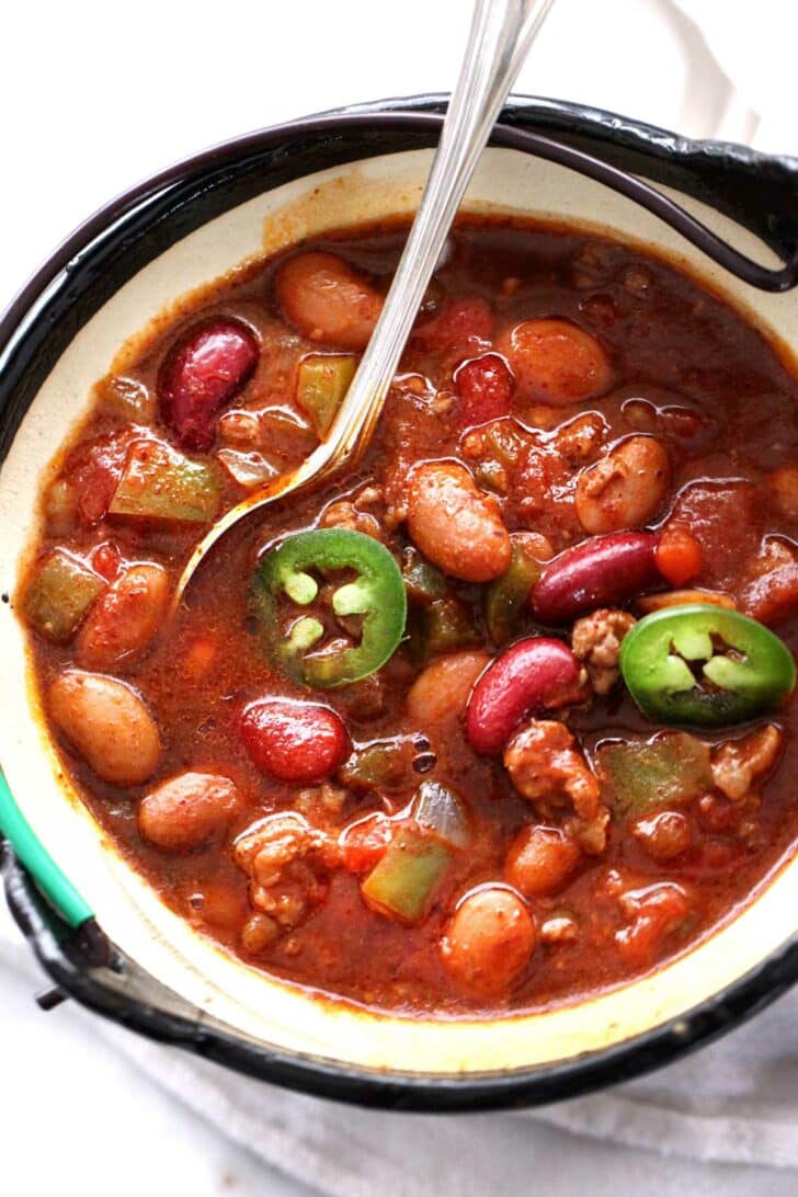 Beef and Three Bean Chili foodiecrush.com