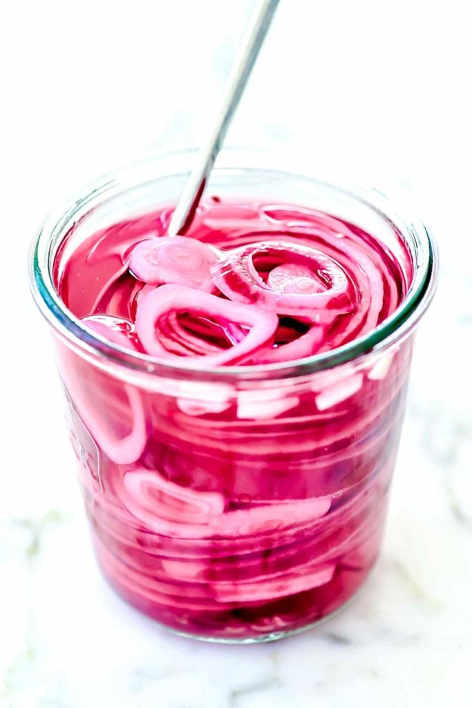 How to Make Pickled Red Onions 1 How to Make Quick Pickled Onions | foodiecrush.com #pickled #onions #quick #vinegar #recipe #Mexican