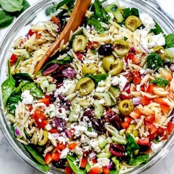 Mediterranean Orzo Salad foodiecrush.com #salad #orzo #olives #mediterannean #pasta #pastasalad #healthy #recipes