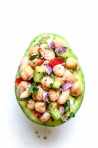 Mediterranean Chickpea Salad Stuffed Avocados - foodiecrush.com