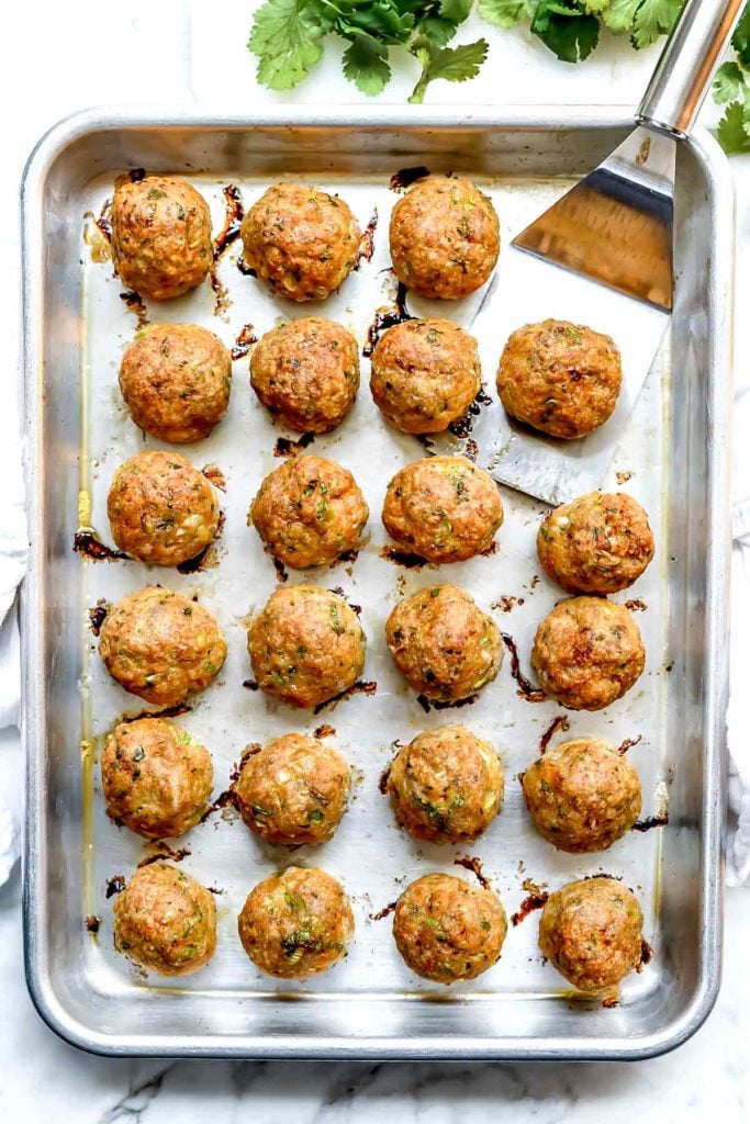 Baked Thai Turkey Meatballs | foodiecrush.com #turkey #meatballs #thai #curry #baked #healthy #homemade #easy #recipes